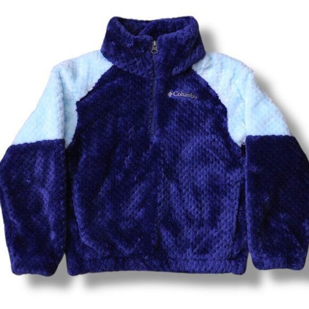 Columbia Youth Colorblock Fleece 1/4‎ Zip Pullover Navy & Light Blue XS